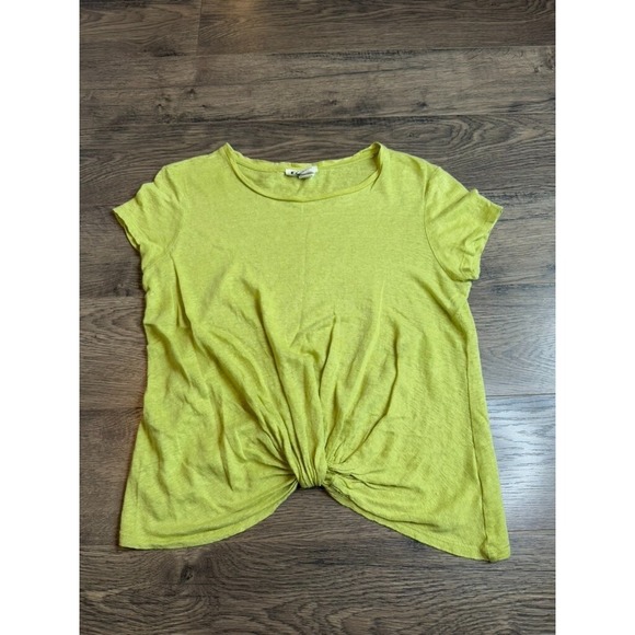 Andrea Jovine Tops - EUC Womens Andrea Jovine 100% linen green twist front short sleeve shirt‎ size M